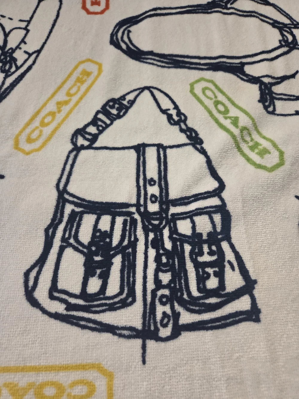 Coach White/Navy RARE Beach Towel NWOT